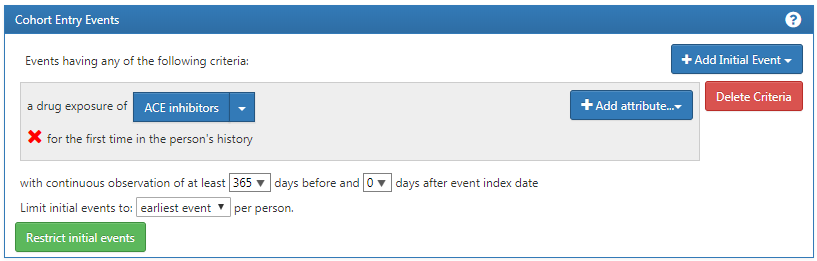 Index date 이전에 필요로 하는 관찰 기간 설정하기.