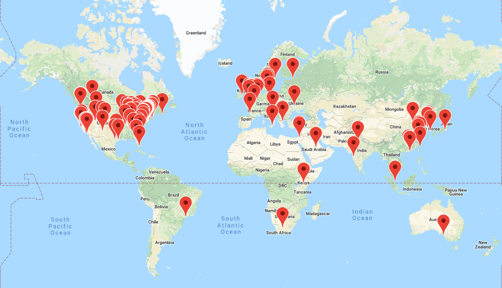 2019년 8월 기준 OHDSI 참가자 지도
